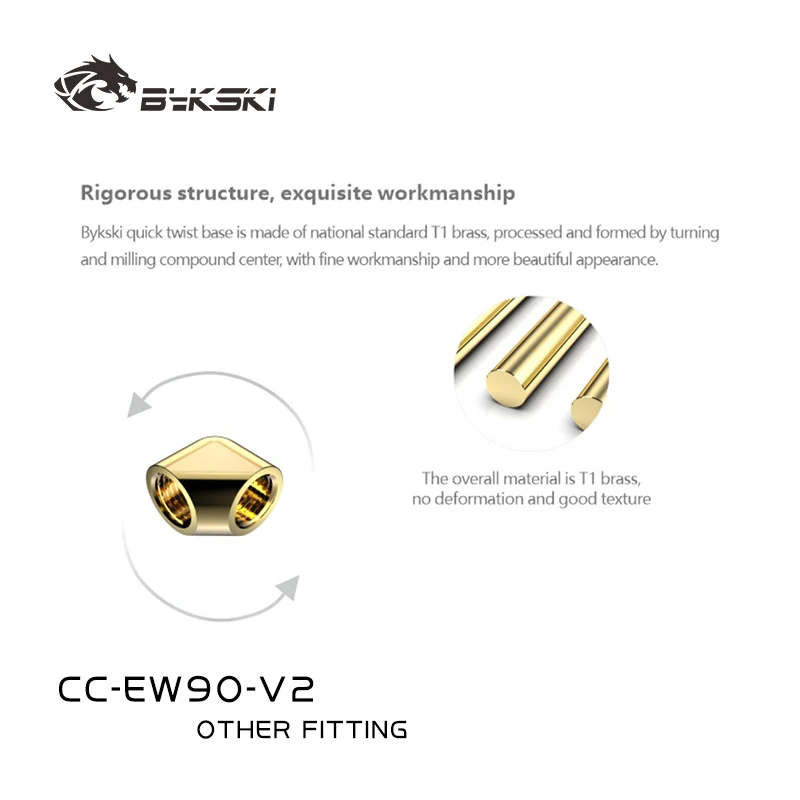

Bykski CC-EW90-V2 Angle Elbow 90 Degree Fitting Double Female G1/4'' Thread Connector Brass Joint Use for PC Water Cooling
