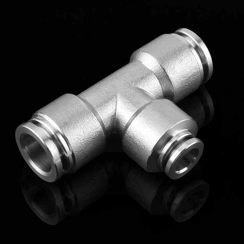 1-50pcs/lot 304 Stainless Steel T-Shaped Variable Diameter Tee PEG 8-6 10-8 12-10 Gas Tube Push In Air Hose Connector