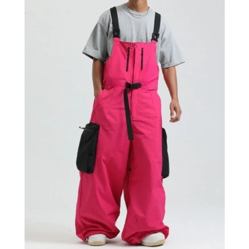 

New Men Women Suspenders Ski Pants Warm Waterproof Snow Trousers Outdoor Male And Female Loose Ski Snowboard Pants