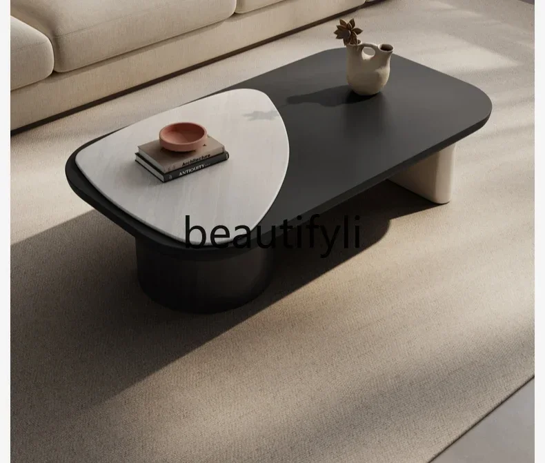 

Italian simple microcrystalline stone coffee table designer color matching creative tea table high sense
