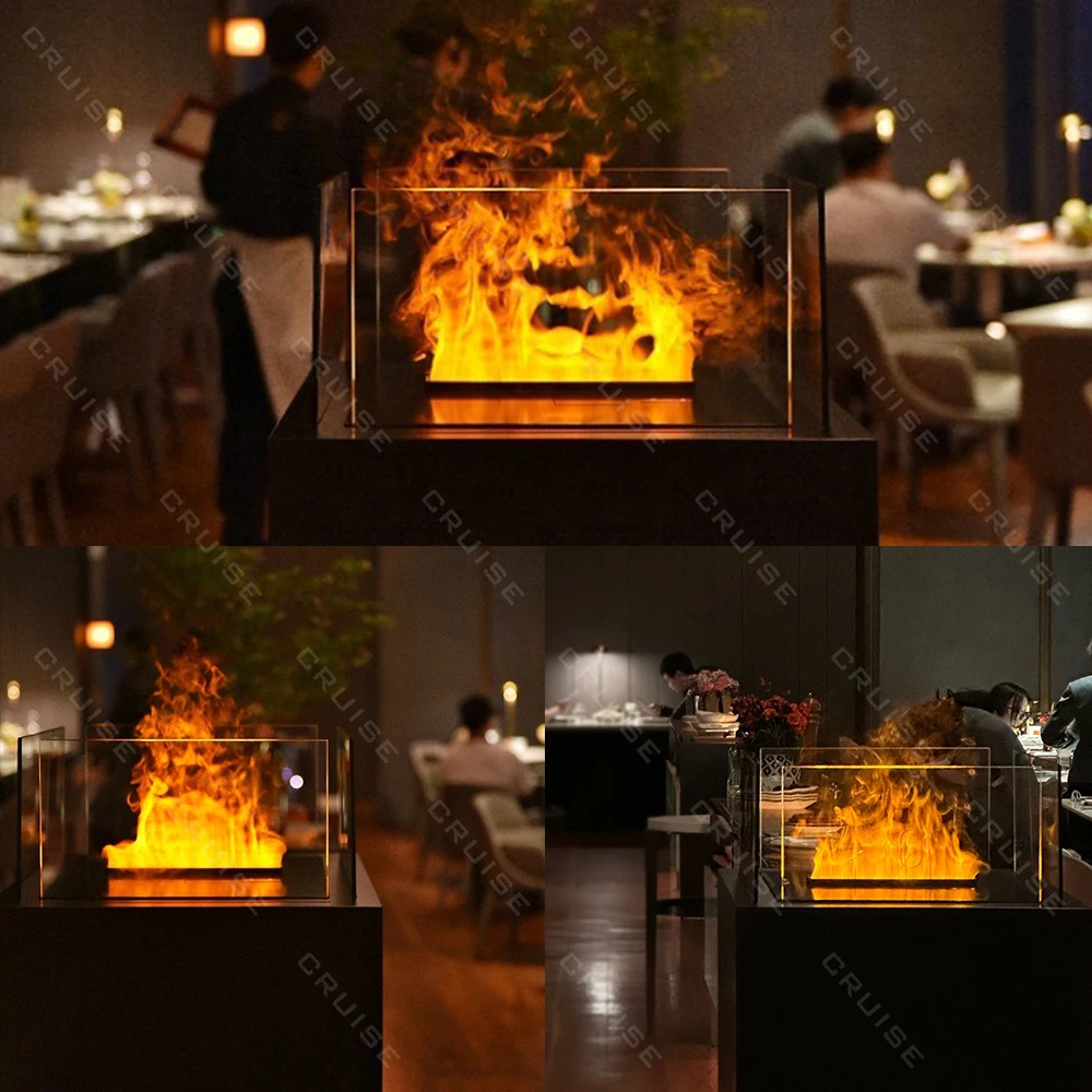 CRUISE 800mm Electric Water Vapor Fire Steam Fireplace Built-In Supersonic Atomization Polychromatic Flame Length Household
