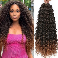 1-6 Packs 14 18 Inch Gogo Curly Crochet Hair Ombre Dark Brown Water Wavy Beach Curls Crochet Hair Synthetic Curly Braiding Hair