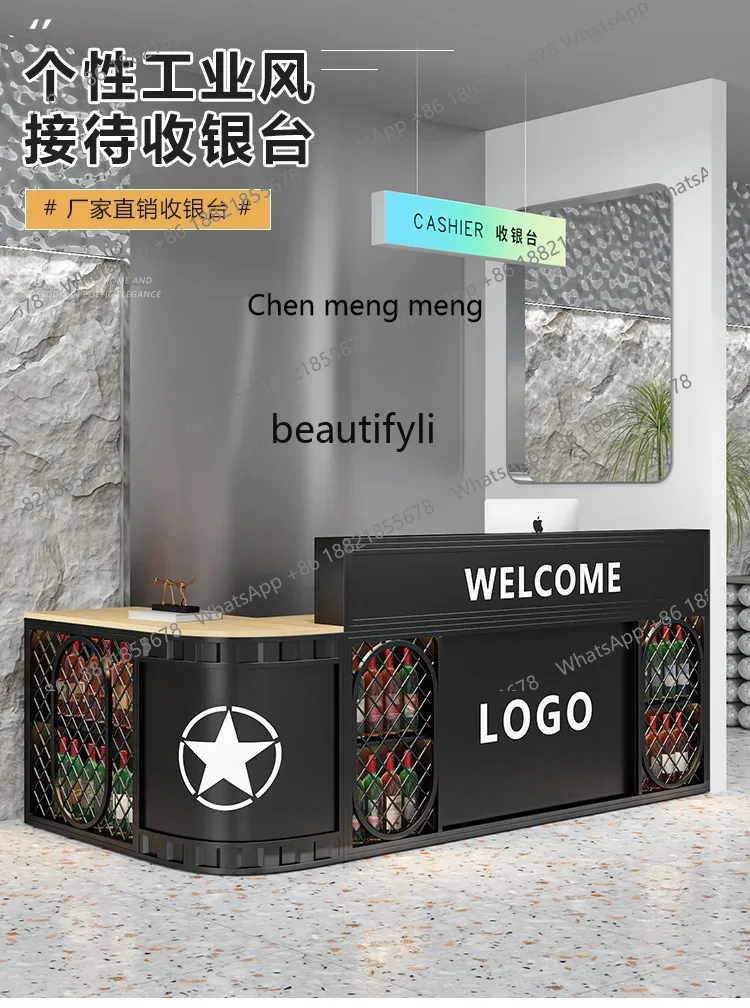 G153 Industrial style bar checkout page restaurant retro wrought iron reception desk bar cafe corner counter