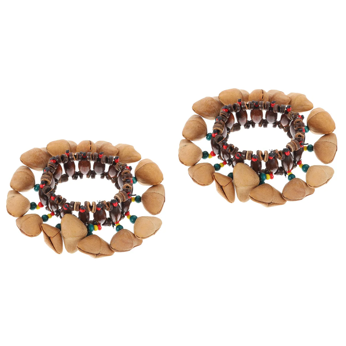 

2 Pcs Nutshell Tambourine Popular Accessory Creative Djembe Dejembe Tribal Style Bangle Husk Musical Instrument Handbell