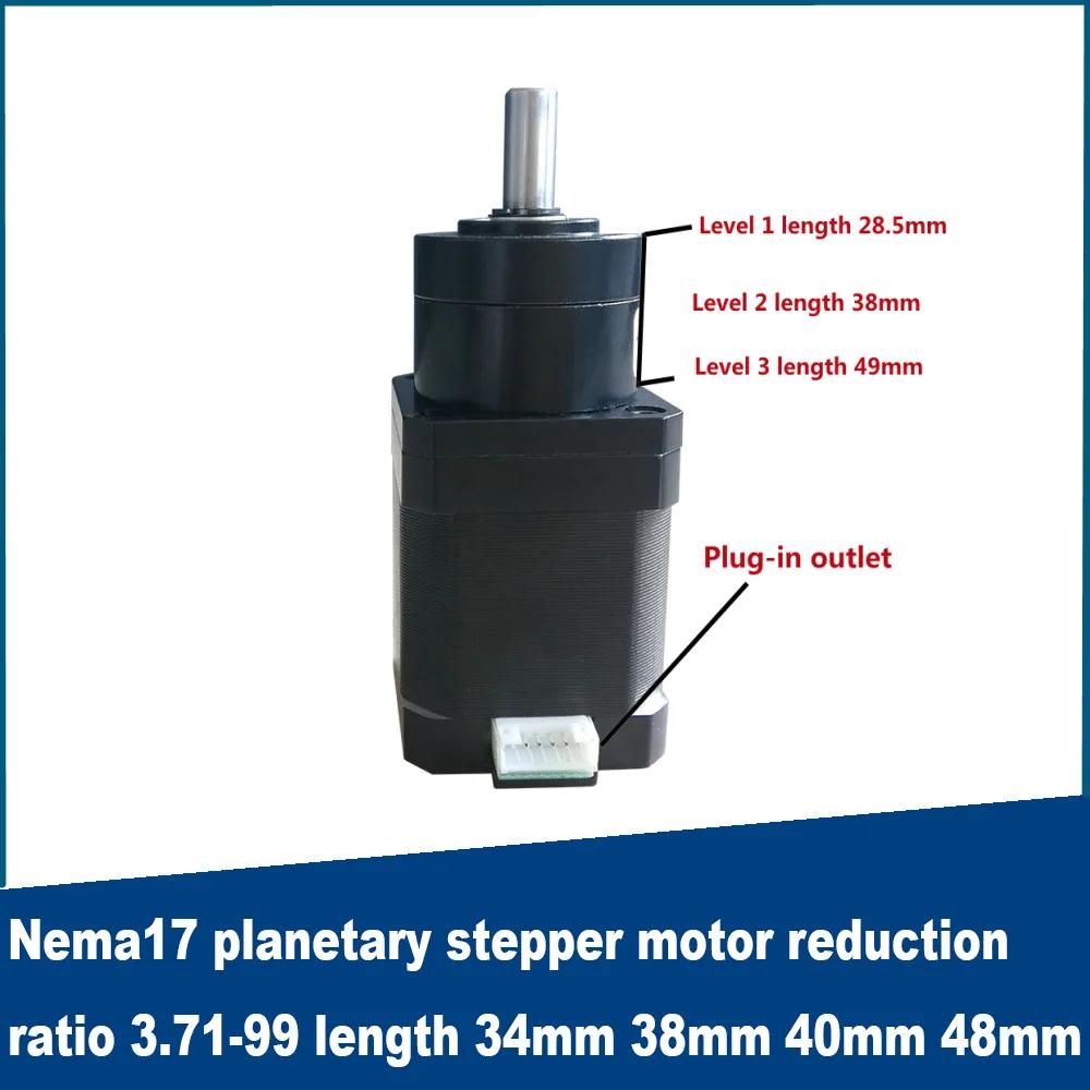 

Шаговый двигатель Nema17 с соотношением снижения скорости 3,71-99, длина двигателя 34 мм, 38 мм, 40 мм, 48 мм, высокая точность, большой крутящий момент