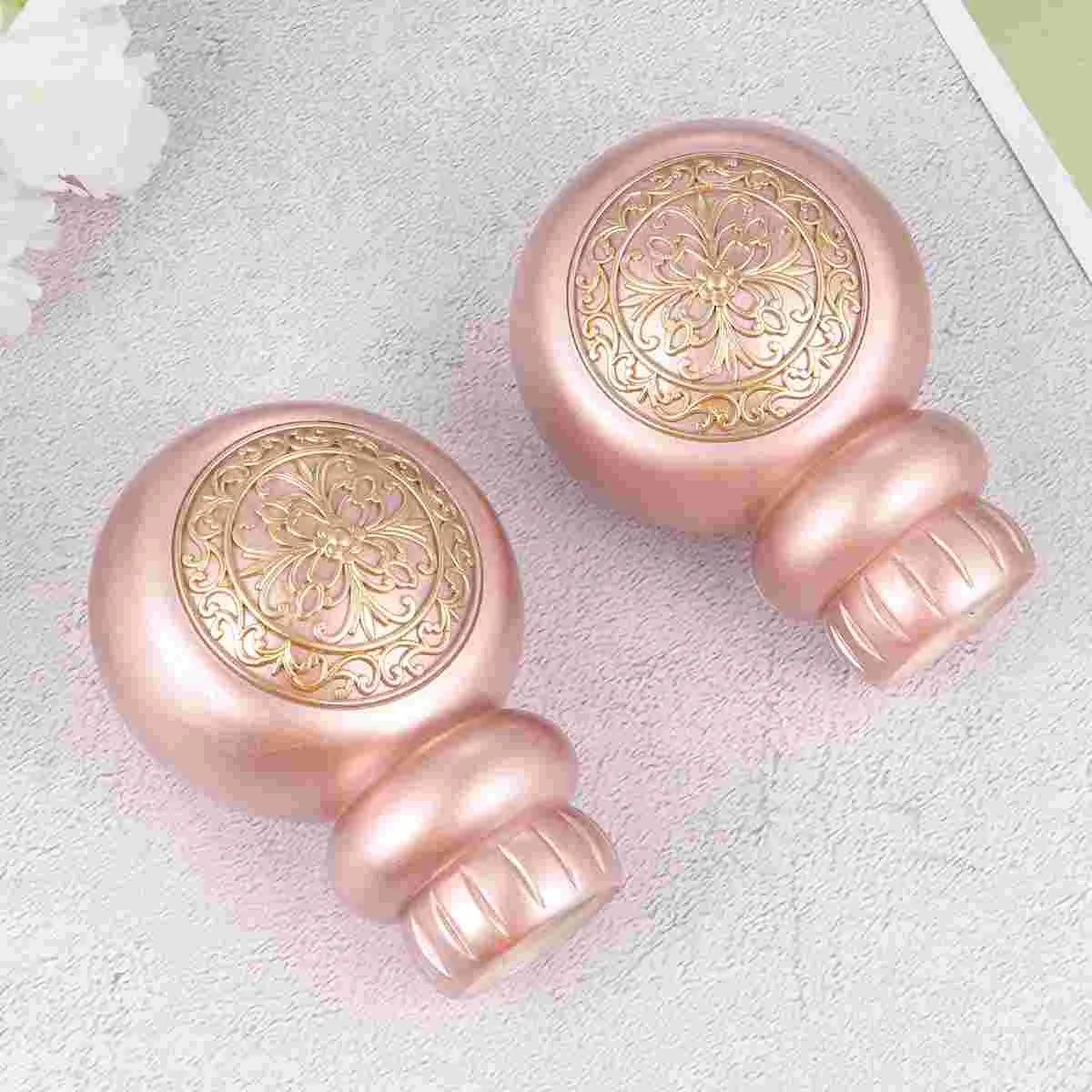 2 Pcs Drapes Curtain Accessories Decor Supplies Rod Head Plug Spherical Alloy Ends Golden