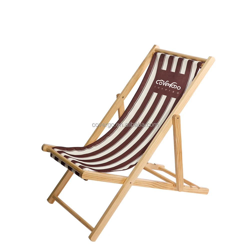 

Custom Logo Pattern Sunshine Hardwood Folding Oxford Beach Chair Sun Deck Chair