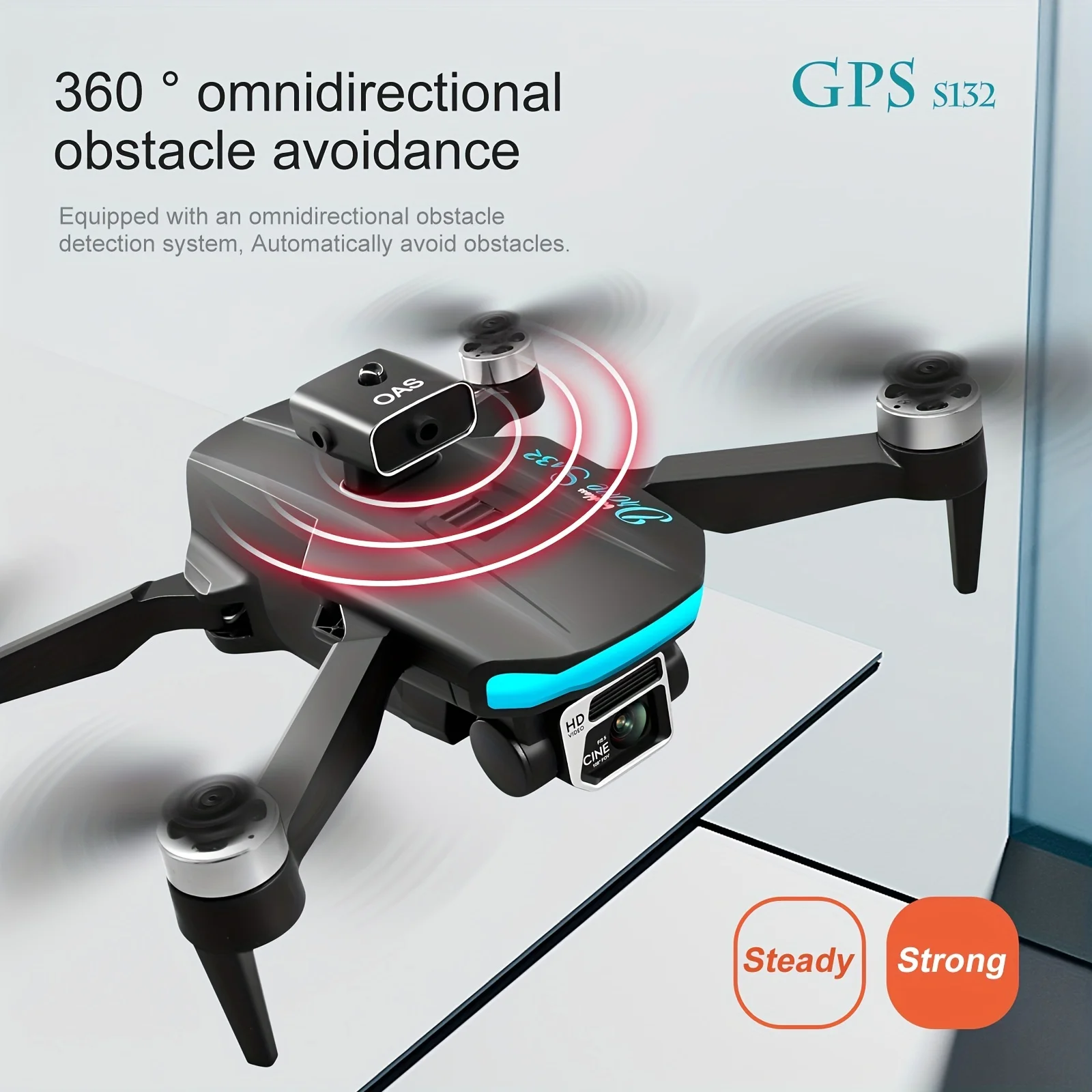 GPS Positioning Drone Professional Grade S132 Brushless Motor, Intelligent Obstacle Avoidance Optical Flow Positioning, ESC WIFI