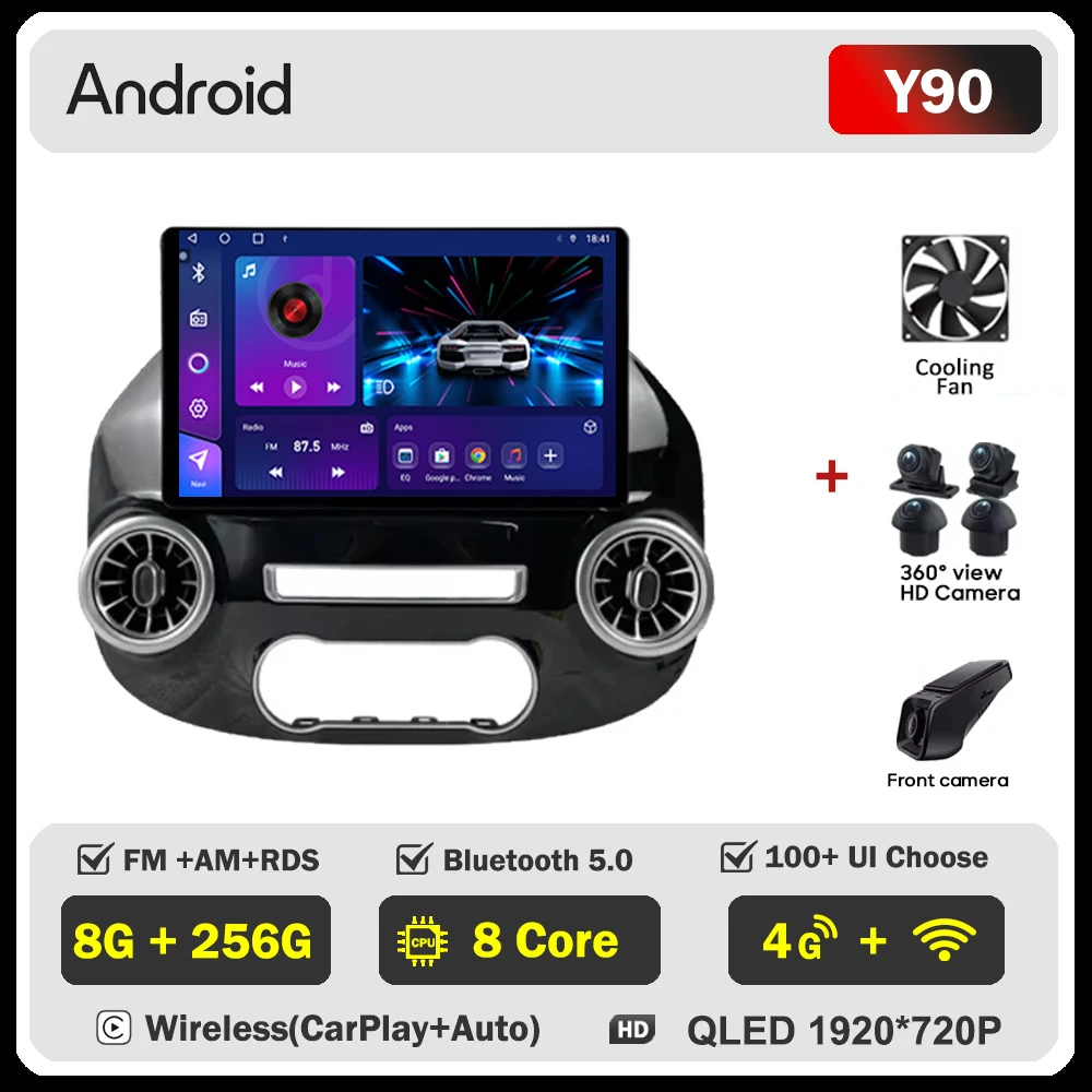 Android 12.3 Inch Voor Mercedes Vito W447 2014-2022 Autoradio Multimedia Video Player GPS Radio 5G CarPlay navigatie WIFI GPS BT