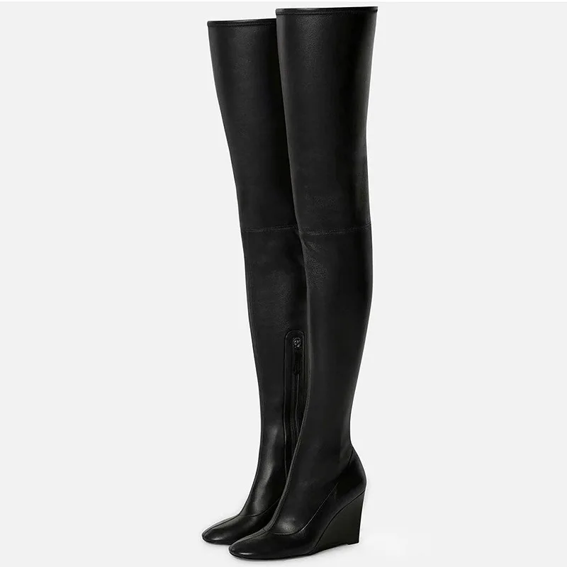 New Arrival Blue Wedges Boot Sexy Fetish Stunning Slim Thigh High Over The Knee Winter Boots Unisex Boot Big Size