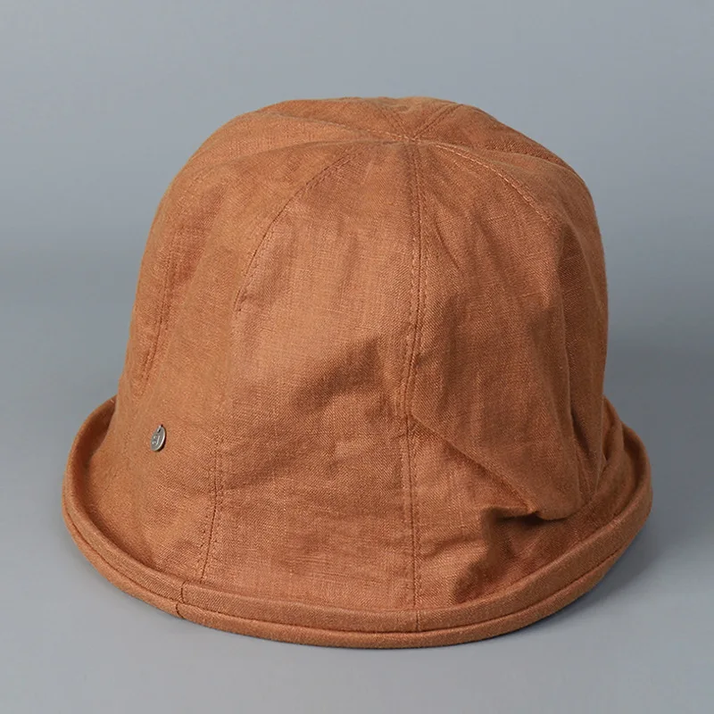 Leinen Gekräuselte Kante Sonnenhüte Für Frauen Faltbare Eimer Hut Sommer Visiere Kappen Weibliche Panama Bob Outdoor Strand Fischer Kappen Gorro – Detail 10