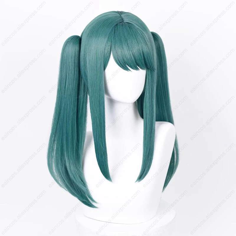 Wampir Miku peruka do Cosplay 42cm długie kucyki peruki szaro-zielone Halloween odporne na ciepło syntetyczne włosy