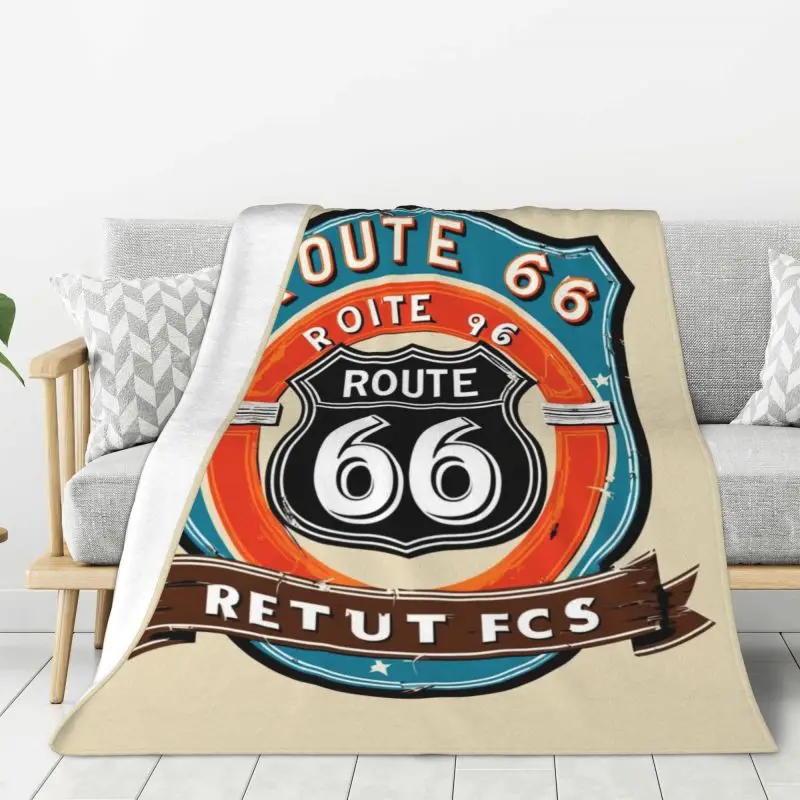 Custom Sofa Fleece Ride The Route 66 Throw Blanket Warm Flannel Biker Motorcycle Cruise America Highway Blankets Sofa Bedspreads