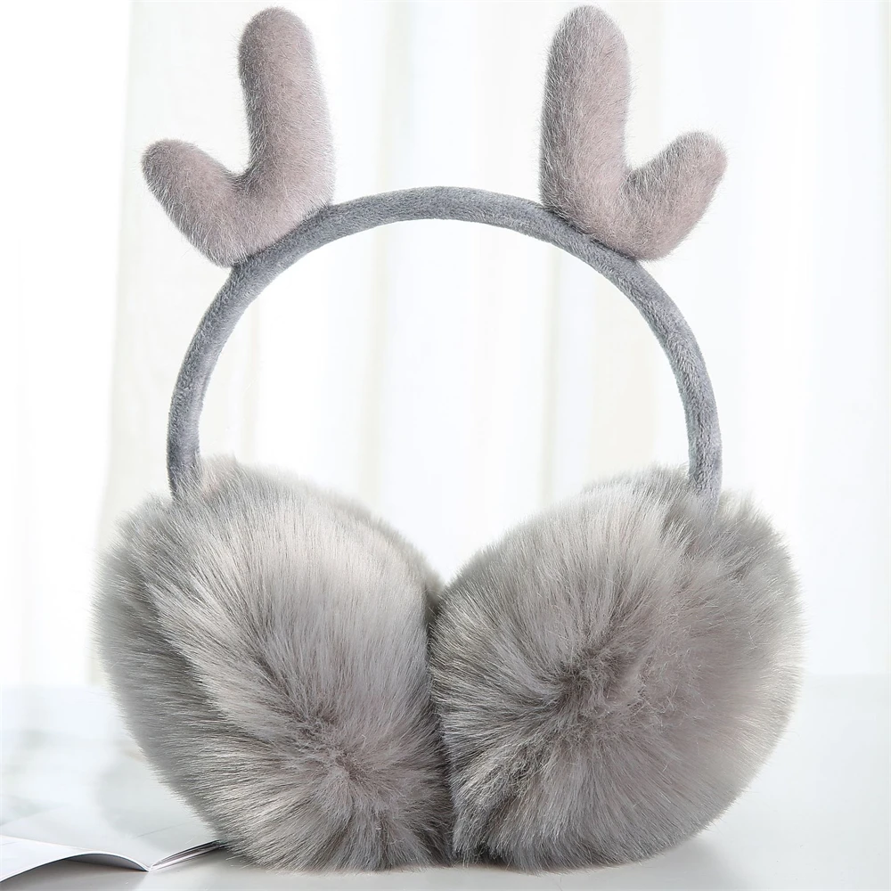 Female Winter Earmuffs Christmas Korean Style Cute Faux Rabbit Fur Ear Cover Soft Comfort Retractable Cartoon Plush Ear Warmers