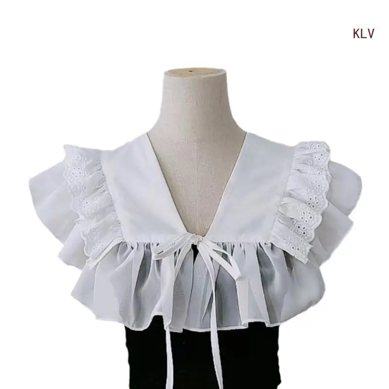 

Lace Ruffled Girls Collar Blouse Accessory Flouncing Collar Ancient Art Traditional Lace Shawl Collar Lapel