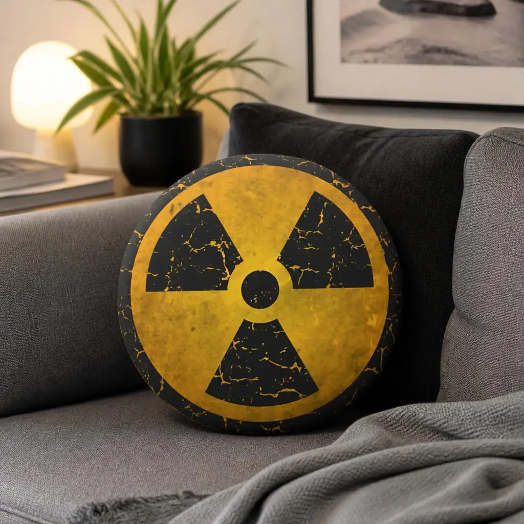 scratched nuclear symbol Radioactive Sign Funny Pillow Cushion Irregular Stuffed Throw Pillow Home Decor Gift Sofa Bed