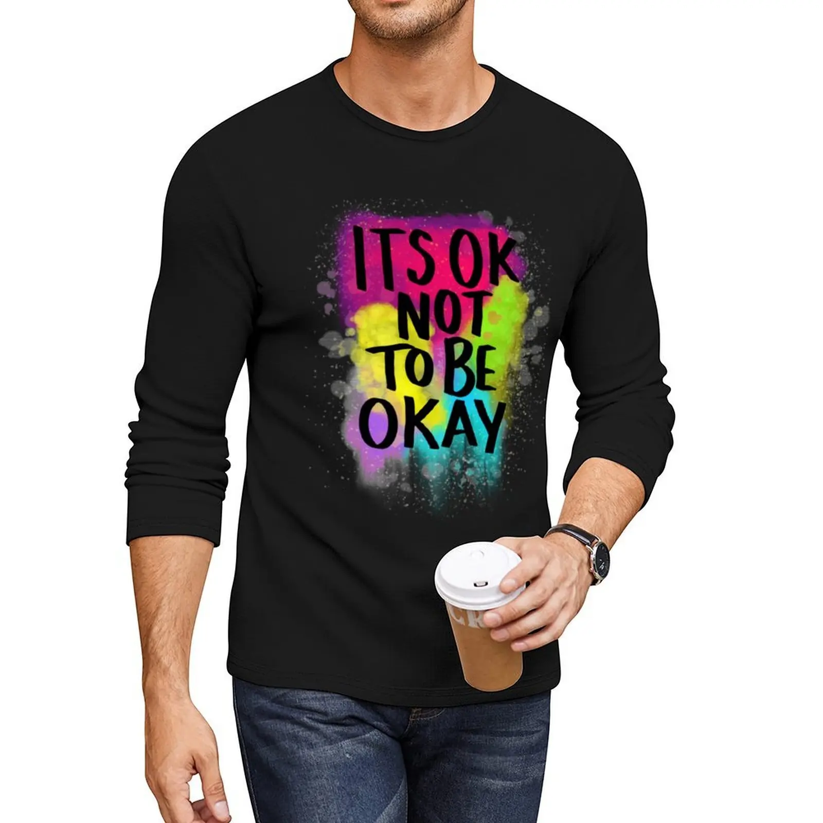 

Its Ok Not To Be Okay Long T-Shirt oversized t shirts heavyweight t shirts plus size t shirts black shirt mens clothes