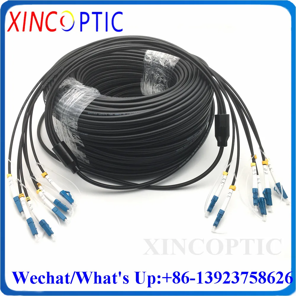 100M LC-LC/SC/ST/FC Multimode 50/125 OM2 62.5/125 OM1 OM3-150 SM 6Core LSZH/TPU 6C Outdoor Armored Fiber Optic Patch Cord Cable