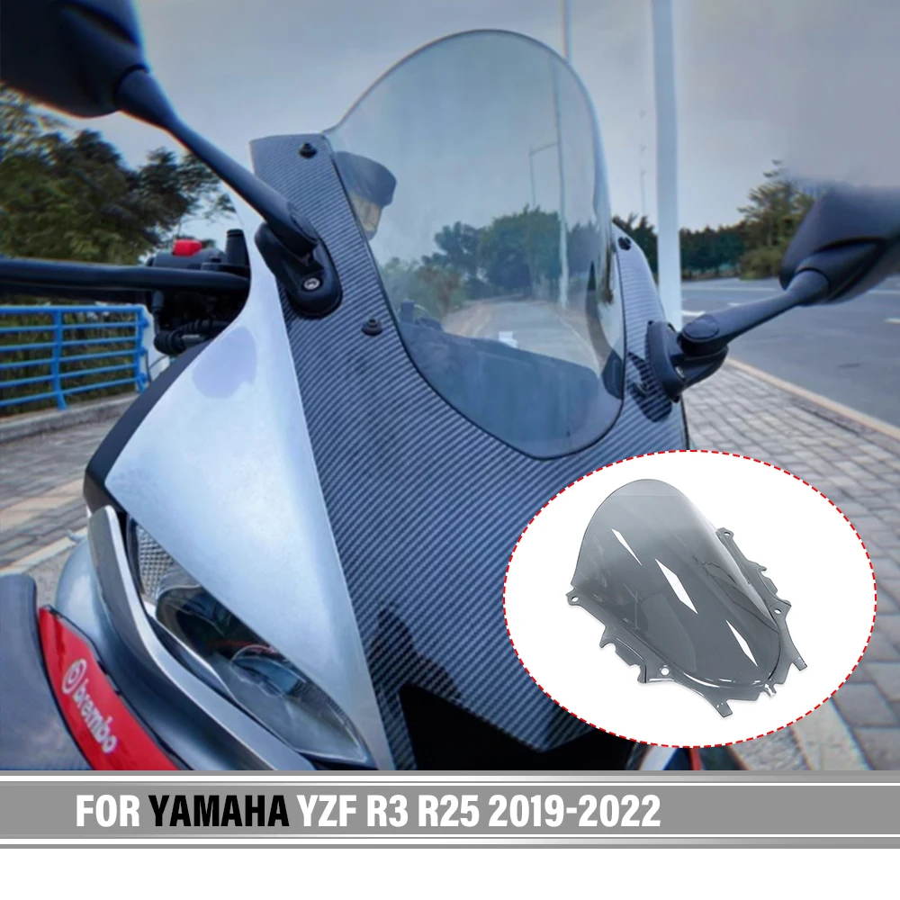 

For YAMAHA YZF-R3 R25 YZF 2019 2020 2021 2022 R3 RACE Fairing Windscreen Sport Touring Windshield Double Bubble Deflector Series