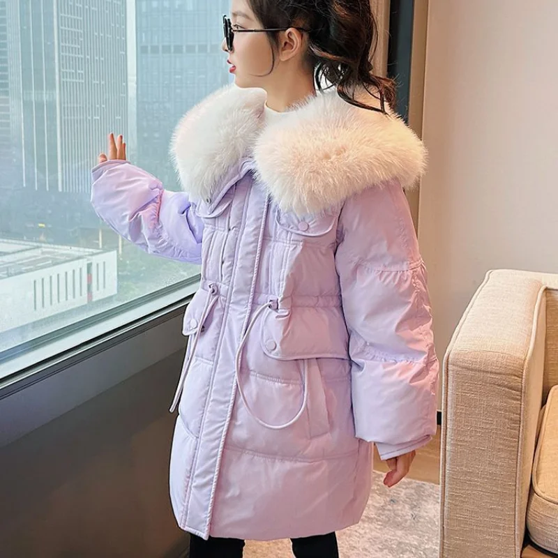 Girls Down Coat Jacket Cotton Windbreak Snowsuit 2023 Furs Warm Thicken Winter Parka Outerwear Children\'s Clothing