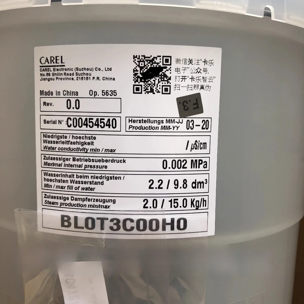 CAREL BL0T3C00H0: BLOT3C00H0 for Stulz Air Conditioning Humidification Bucket 15KG Original
