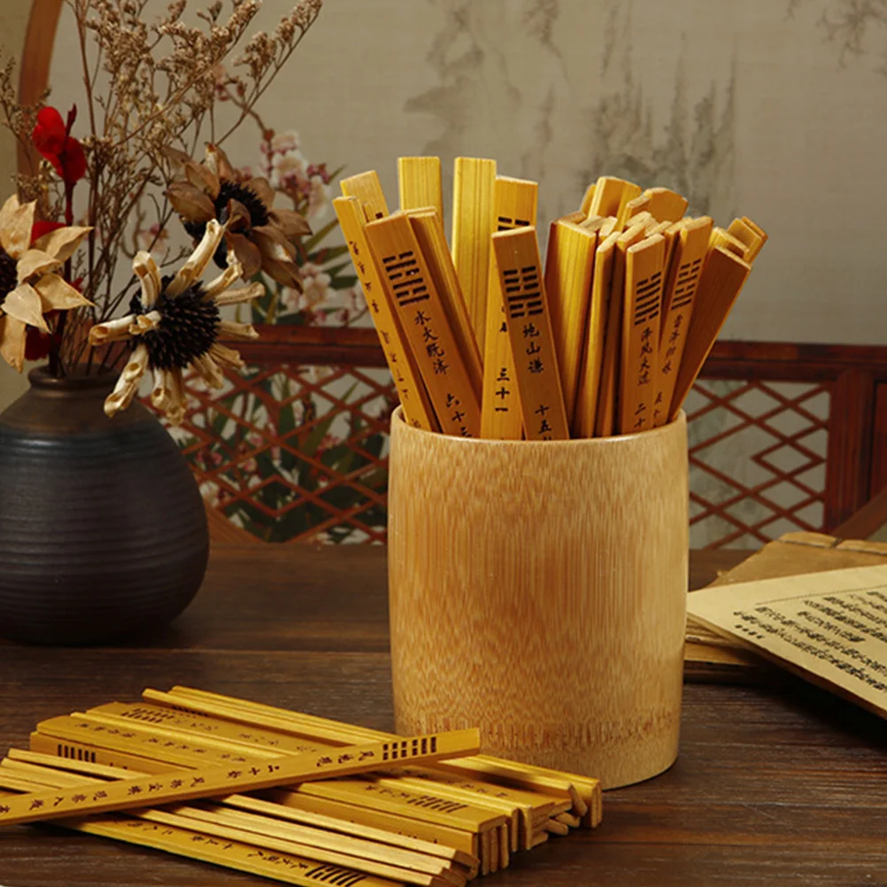 1 Set Chinese-Style Divination Sticks Bamboo Bucket Kit For Fortune Telling Game Props Traditional Tool Spiritual Home