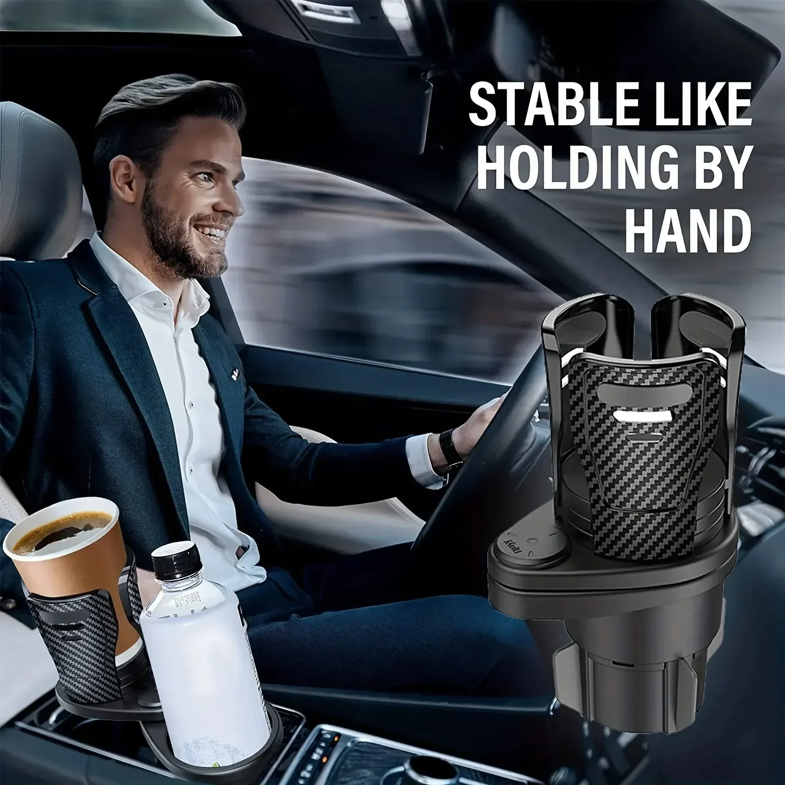 2 In 1 Vehicle Mounted Cup Holder Slip-proof 360 Degree Rotating Water Car Cup Holder Multifunctional Auto Accessory Worldmuma