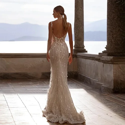 Imagen 2 del producto Vestido De Novia desmontable 2 en 1 con escote corazón, encaje bordado en red con cuentas, Vestido De baile De sirena, Vestido De Novia personalizado