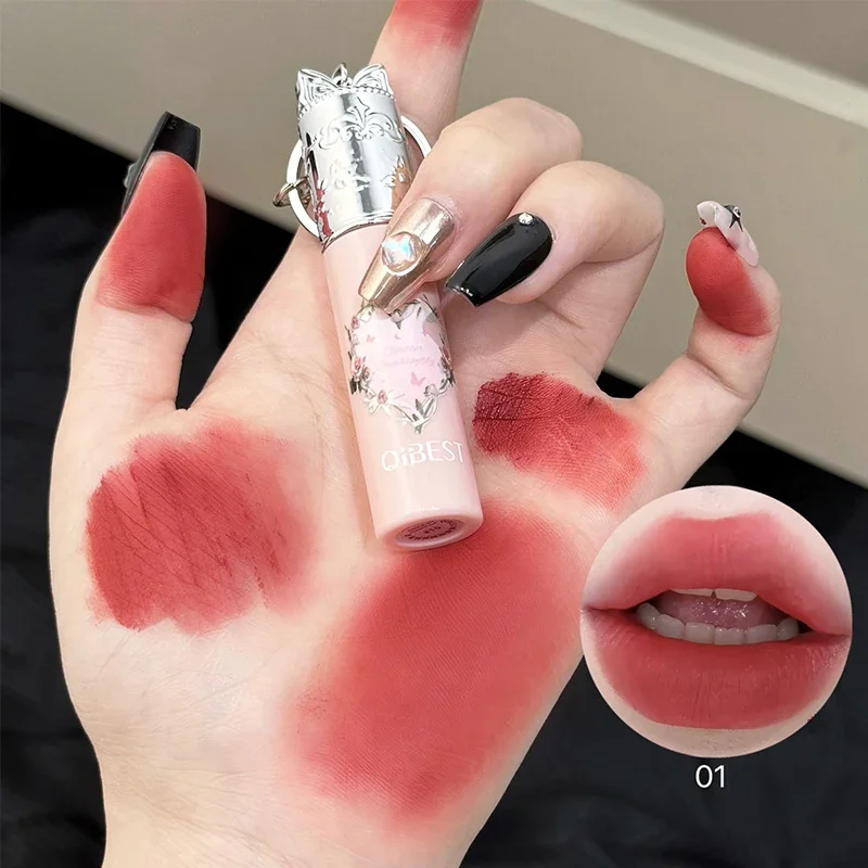 Qibest 4 couleurs boue à lèvres velours finition mate, teinte pour les lèvres améliorant le teint, maquillage nu polyvalent, respectueux de la fierté pour les étudiants