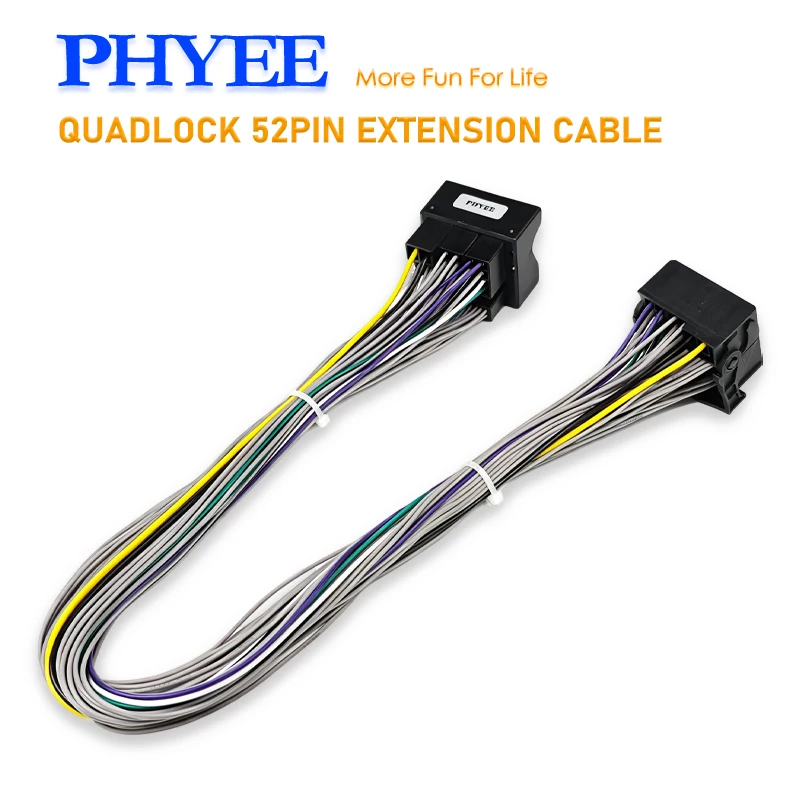 52Pin Quadlock Extension Cable 60cm Radio Wiring Harness Adapter for VW Seat Skoda MQB Platform Car Stereo Head Unit