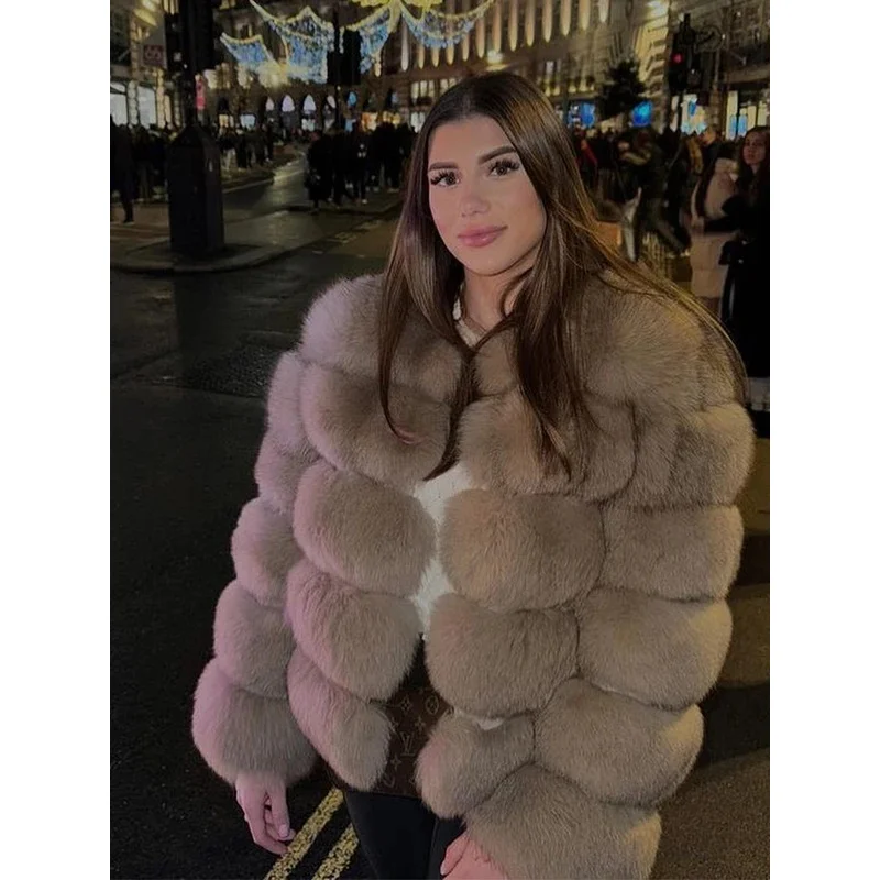 Faux Fur Short Coat Women Cropped Long Sleeve Artificial Fox Fur Jacket Women Winter Fluffy Top Thick Warm Furry Fur Outwears