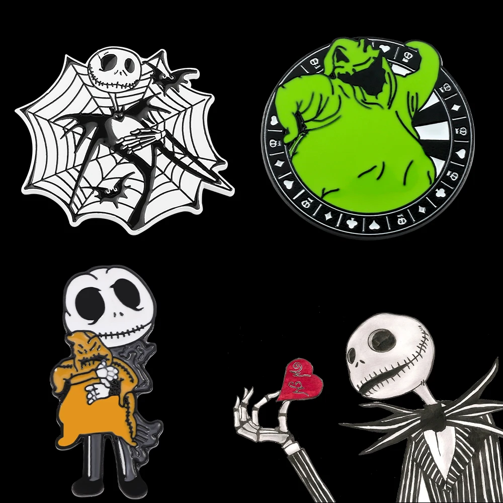 Disnes Nightmare Before Christmas Enamel Pin Jack Skellington Oogie Boogie Brooch Halloween Lapel Pin Badge Jewelry Accessories