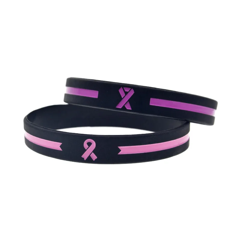 50 Stück Brustkrebs-Aufmerksamkeitssilikon-Armband, 3 Stile, rosa Logo, medizinisches Armband für Frauen – Detail 8