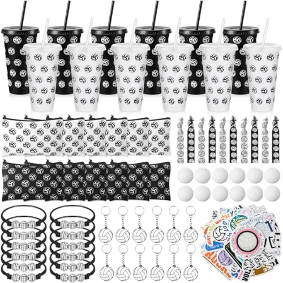 

Набор для вечеринки из 122 предметов: стаканы с трубочками, мини-мячики-антистресс, брелоки, браслеты-хлопушки, резинки для волос, наклейки, косметичка