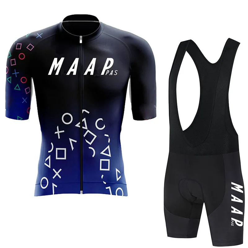 طقم بدلة ركوب الدراجات الصيفية للرجال من MAAPPAS، قميص رياضي بأكمام قصيرة يسمح بمرور الهواء، مريلة عالية التمدد #3