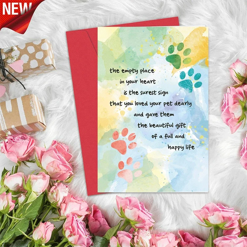 

Pet Memorial Greeting Card, Sympathy Card for Loss of Pet, Pet Bereavement Card with Heartfelt Message and Pa