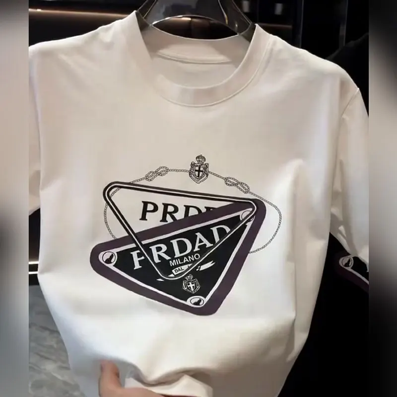

Summer Men's and Women's Same High-quality Triangular Label Printing Trendy Brand Hip-hop Loose Street Personalized Retro Top