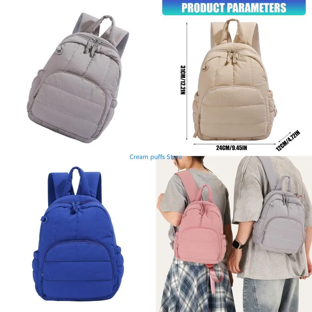 50LE Mini Quilted Backpack with Front Pocket, Top Handle and Quilted Nylon Finish, Compact Daily Carry Bag for Commute Use