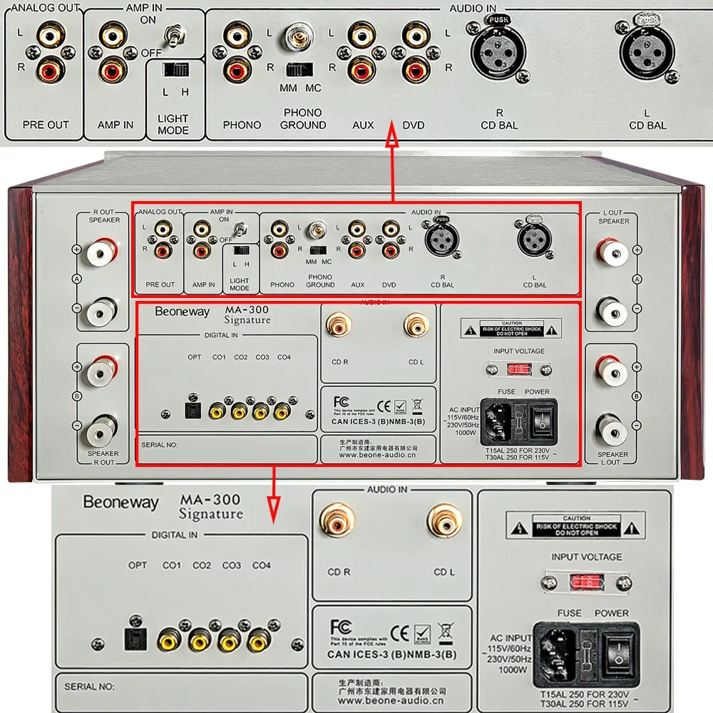 SUNBUCK MA-300 HIFI ЦАП-усилитель с декодированием класса A 2,0 стерео 450 Вт усилитель аудио MM MC функция винилового фонокорректора