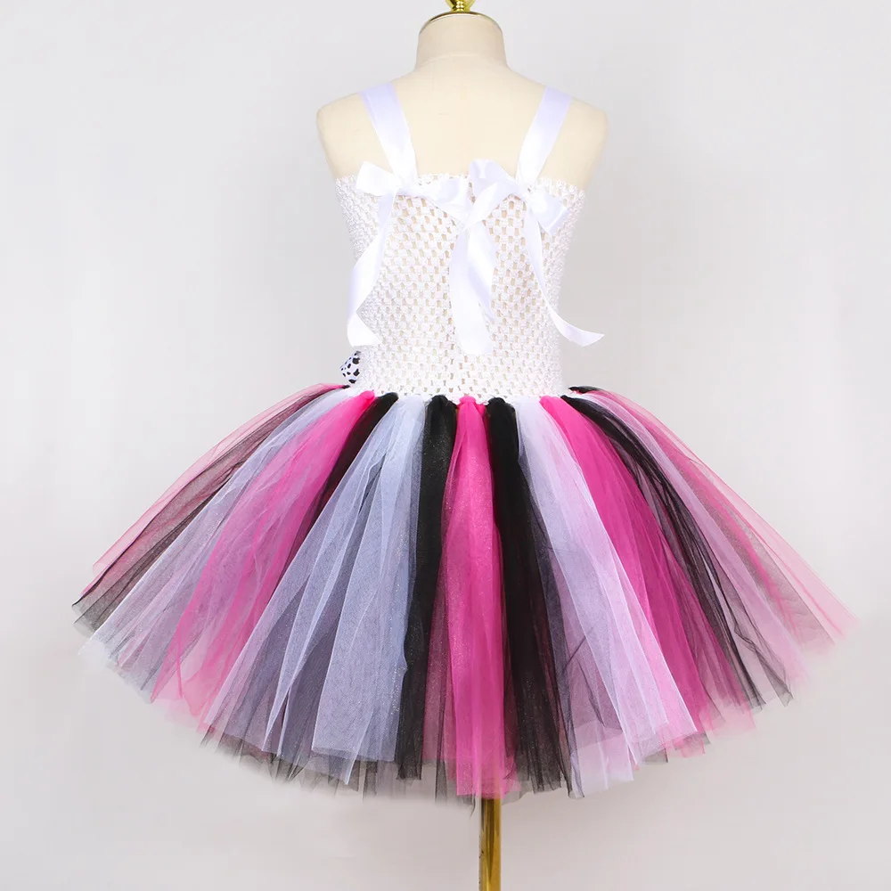 Summer Cow Animal Mesh Tutu Dress Western Tiered Tulle Gown Ruffle Chic Outfit Carnival Stage Holiday Gala Soft Matching Suit