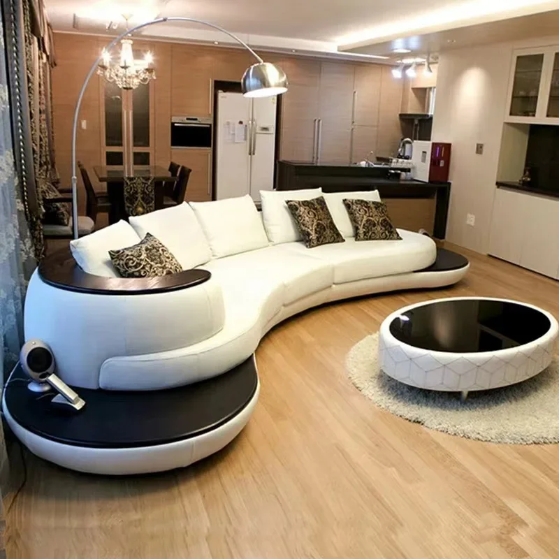 

Italian Designer Minimalist Corner L-shaped Leather Sofa Villa Living Room High-end Customized Sofa Set