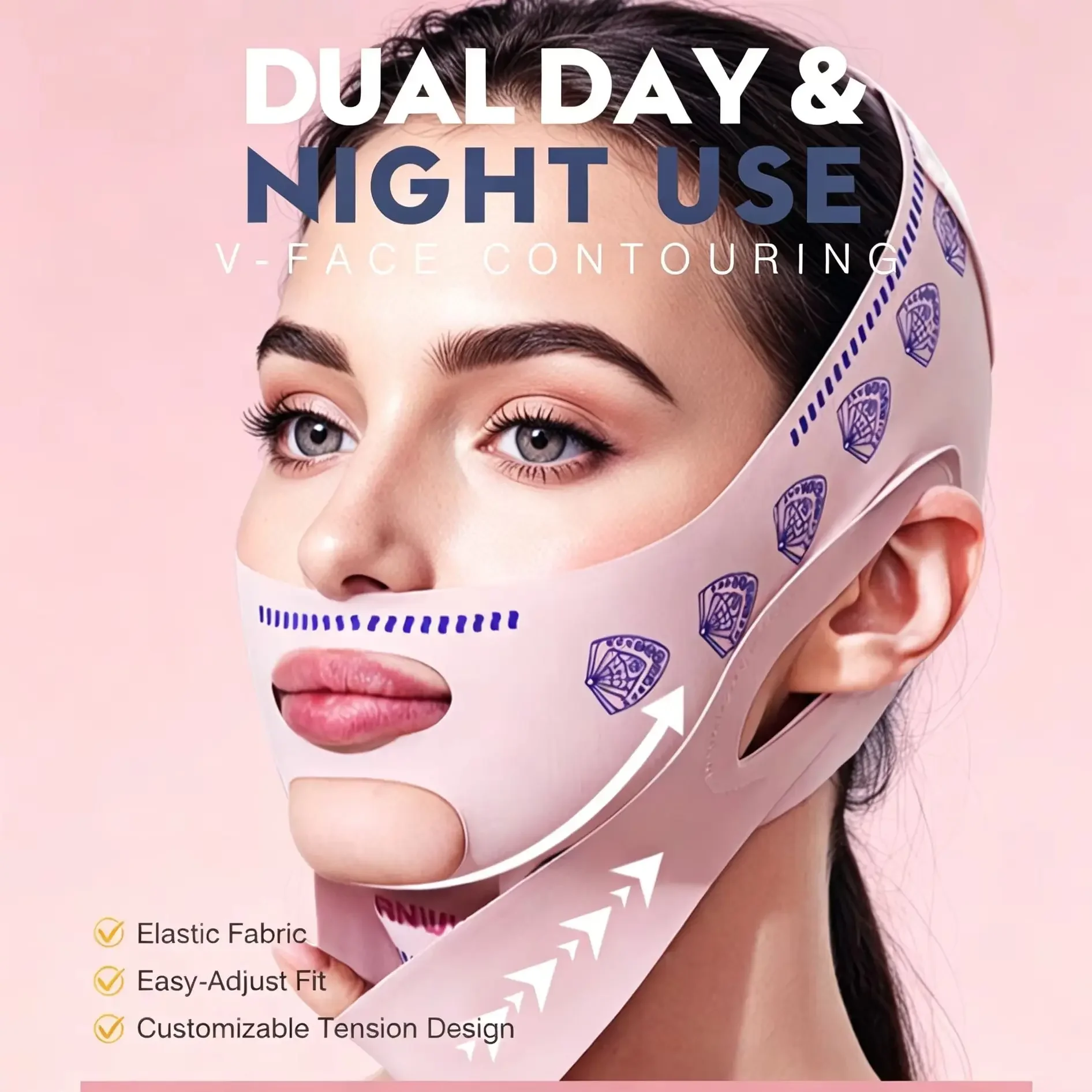 Double Layer V Line Lifting Face Slimming Strap Double Chin Reducer Tighten Face Lifting Belt Shaper Chin Belt V Facial Lifting