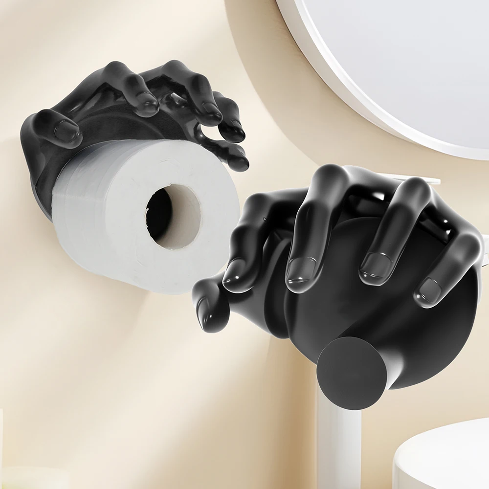 Kreativer Toilettenpapierhalter aus Kunstharz, schwarzes Palmen-Design, Wandhalterung, Taschentuch-Handtuchspender, Organizer für Zuhause, Küche, Badezimmer