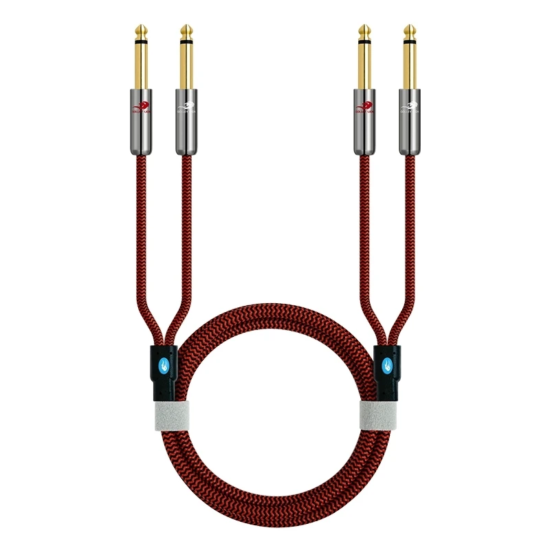 Dual 1/4'' TS Mono to 2 x 1/4 Inch Male 6.35mm Audio Cable for Amplifier Mixer Guitar Synthesizer Keyboard OFC Shielded Cords