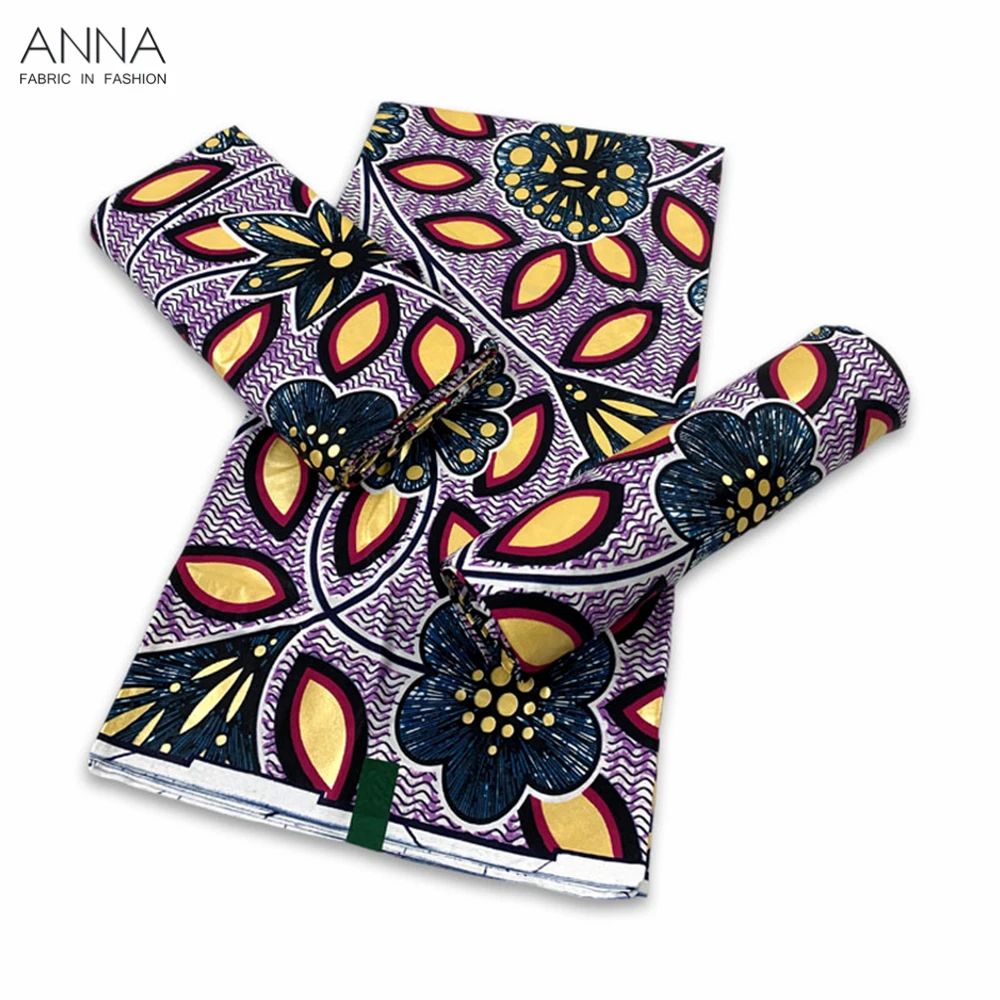 African Gold Wax Fabrics Cotton Print Wraper Batik Ankara High Quality Original Pagne Material For Women Wedding Dresses VLG-23