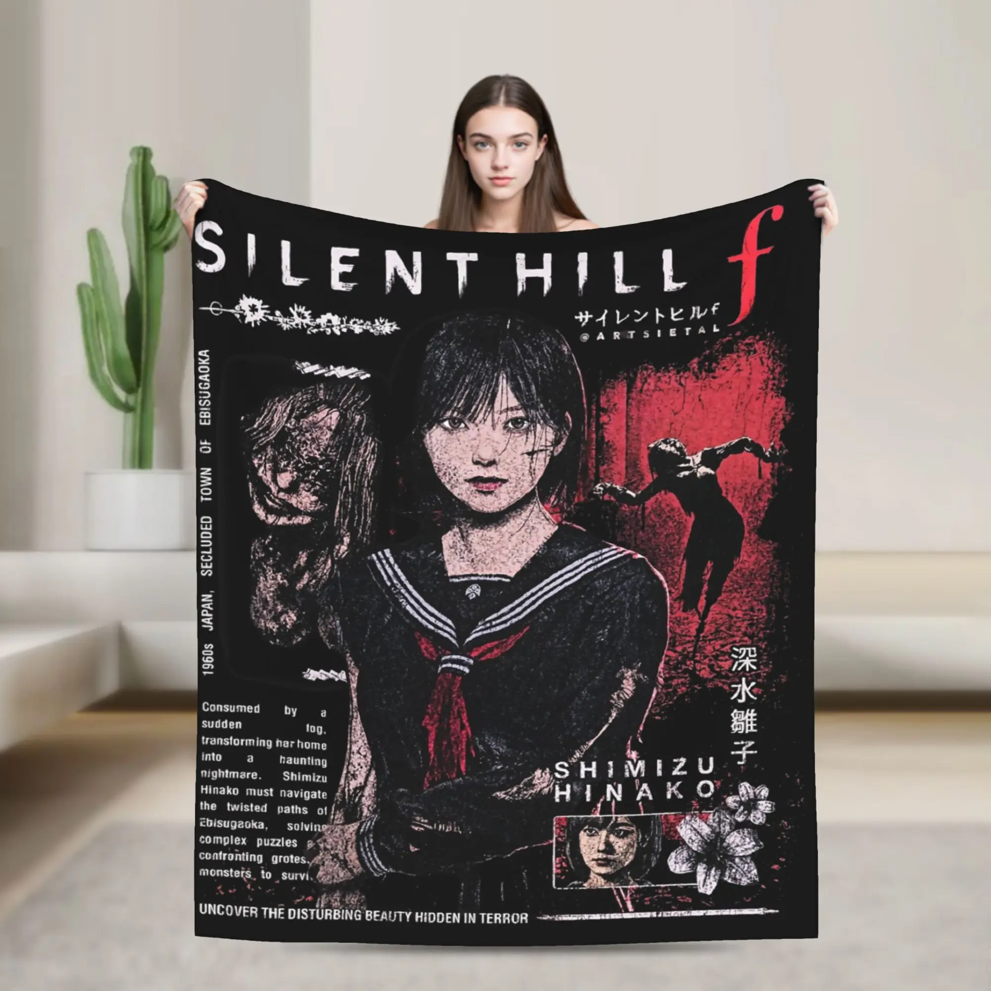 Silent Hill f Shimizu Hinako Blanket Flannel Spring/Autumn  Portable Ultra-Soft Throw Blankets for Home Car Bedspreads