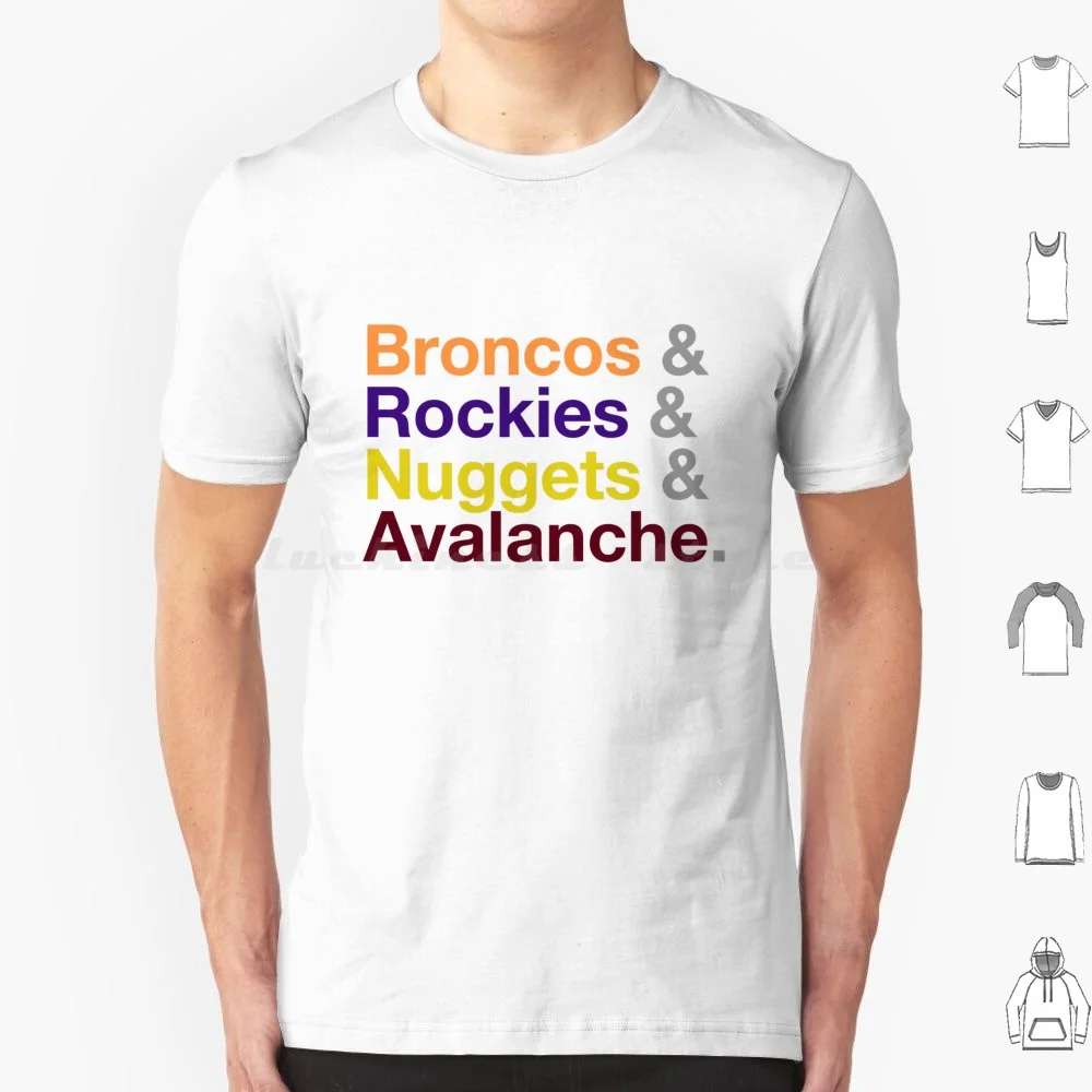 Camiseta Deportiva de Colorado, Talla Grande, 100% Algodón, Broncos, Rockies, Nuggets, Avalanche, Denver, Colorado