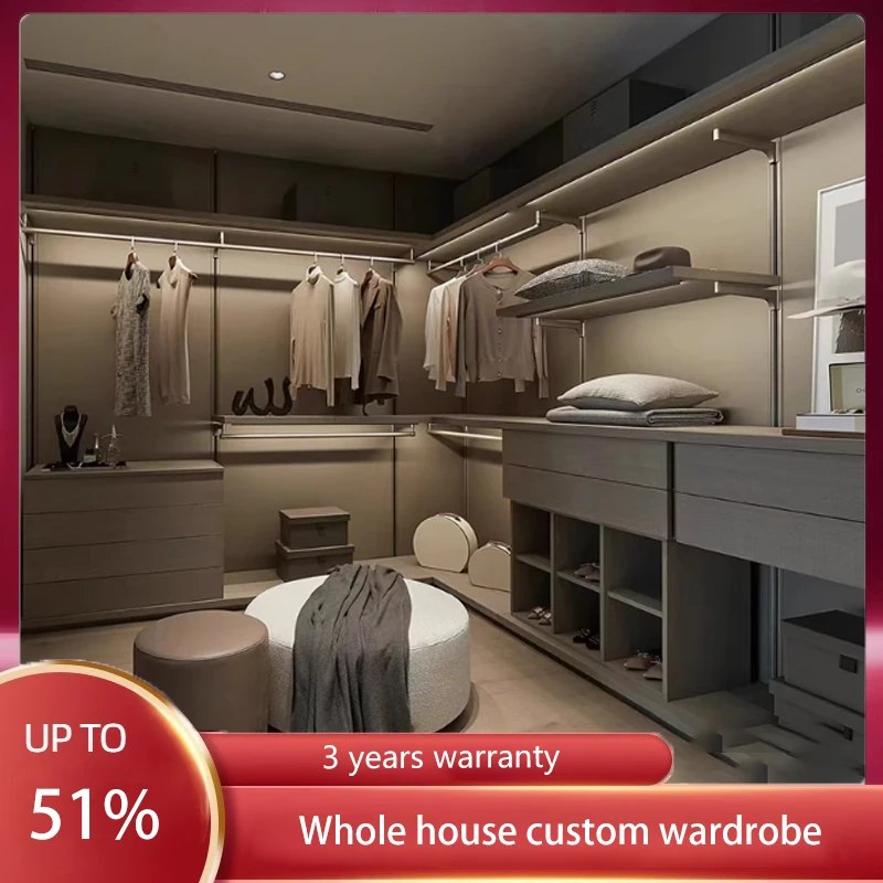

Light Luxury Wardrobe Whole House Custom-Made Corner Cloakroom Integrated Cabinet Integrated Bedroom Cabinet Corner Wardrobe