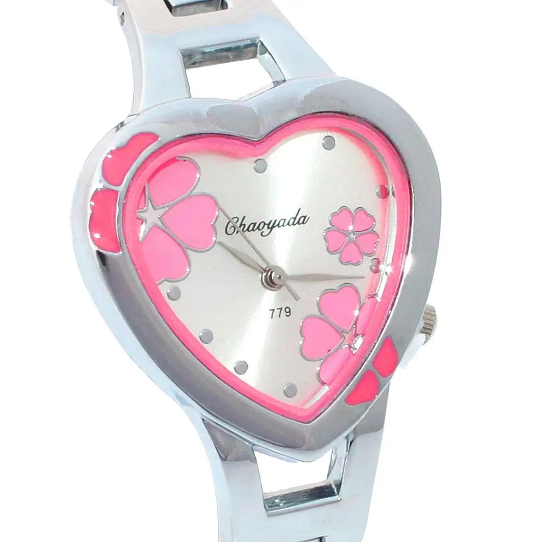 High Quality Stainless Steel Heart Simple Watch Charm Women New Fashion Bracelet Bangle Jewelry Wholesales Girls Xmas Gift