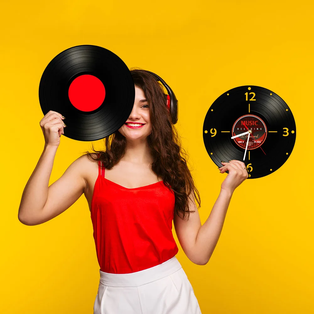 Vintage Vinyl LP Record Wall Clock 70\'s 80\'s Pop Genre Retro Wall Art Decor Laser Cut Longplay Retro Silent Quartz Wall Clock